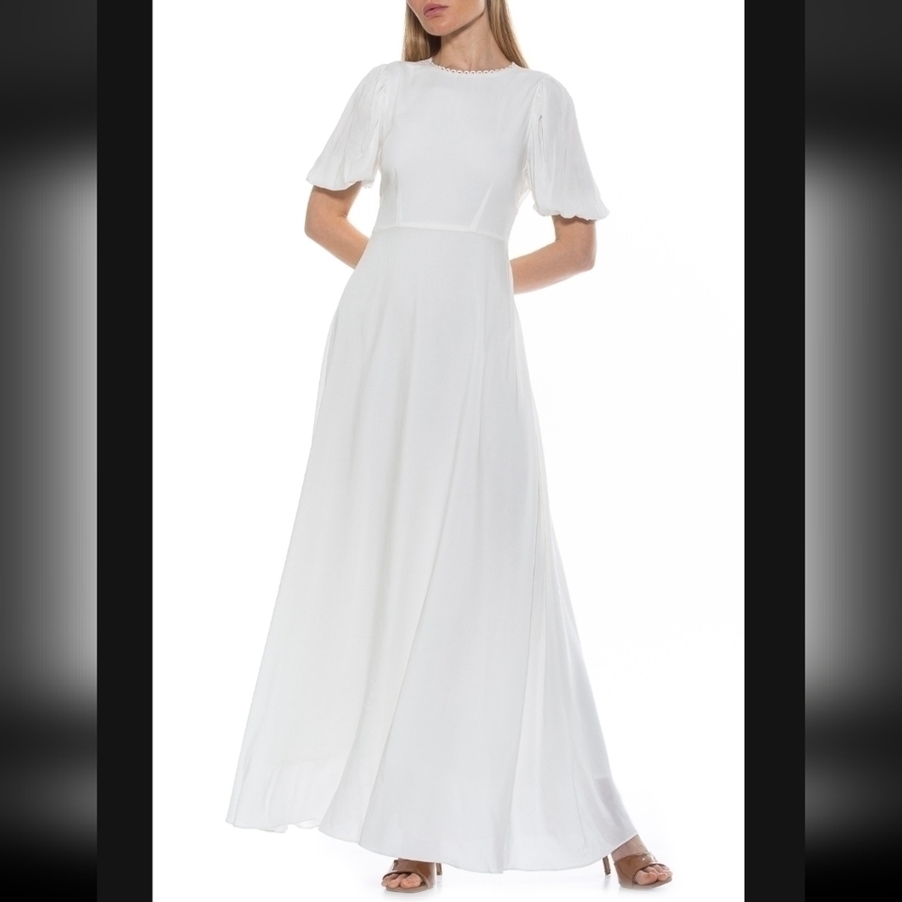 ALEXIA Admor Imogen Open Back Midi Dress in white size S
